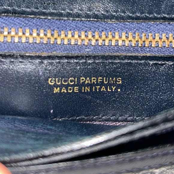 Gucci Web Navy Sherry Line GG Coated Canvas Clutch - Picture 5 of 13